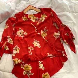 West Kei Flowered Top Red